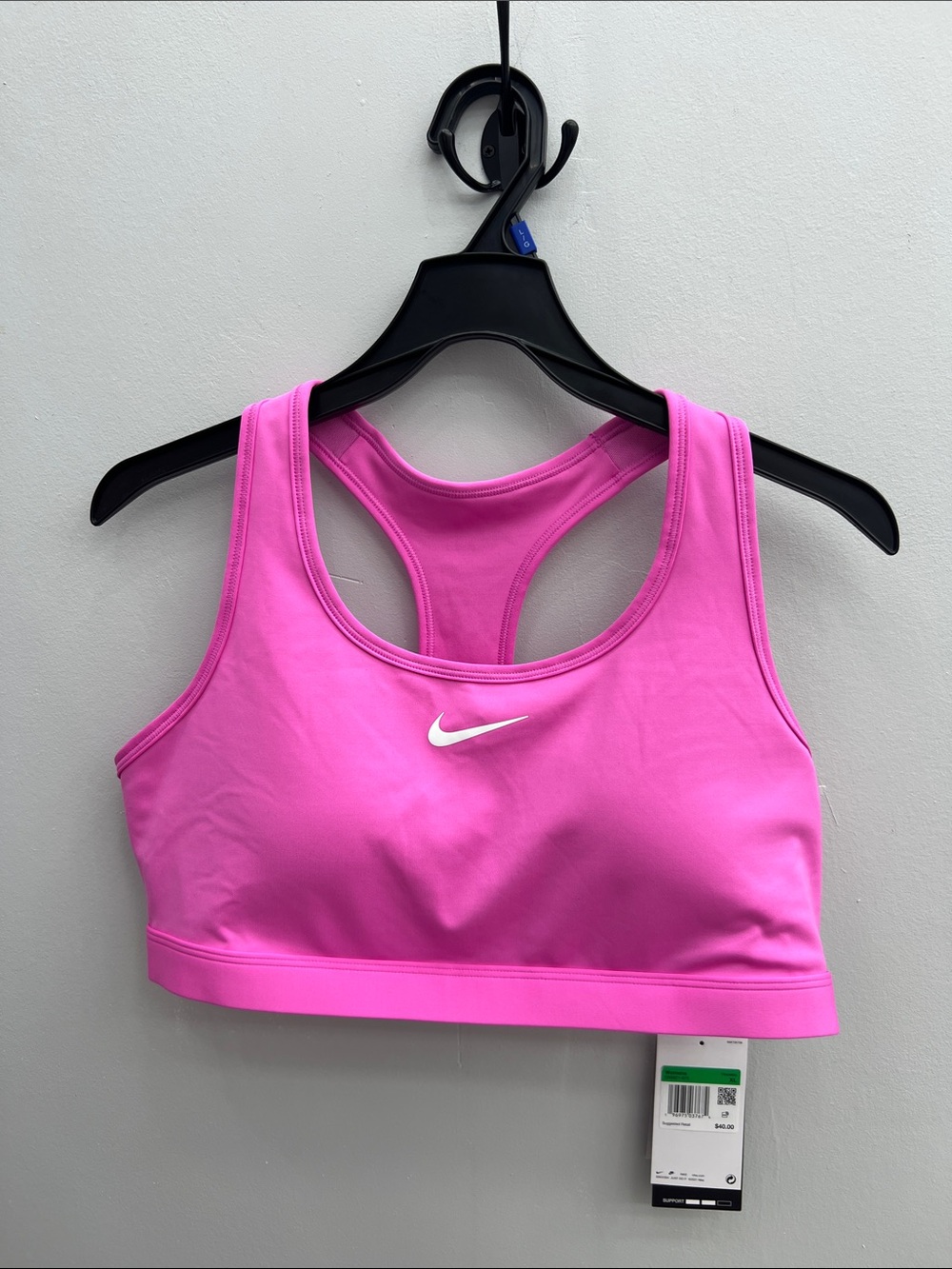 Nike Pink Racerback Sports Bra with White Swoosh
